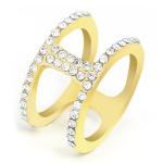 Stunning Gold Tone Ring With Surrounding And Centre Clear Crystals - XX Large