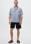 Striped Cotton Linen Shirt- Blue
