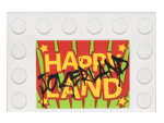 Parts Tile Modified 4 X 6 With Studs On Edges With Black 'jokerland' Graffiti Over Yellow 'happy Land' Pattern Sticker - Set 760