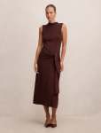 Irina Tie Detail Knitted Dress - 18 Bitter Chocolate