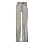 Wide Leg Metalic Denim Jeans