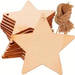 50PCS Diy Wooden Star Cutouts With Hanging Ropes - Blank Canvas For Painting & Crafting Perfect For Holiday Decorations And Gift