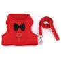 Chic Solid Color Rabbit Harness And Leash Set - Comfortable Vest-style Bunny Walking Gear Anti-lost Design For Small Pets