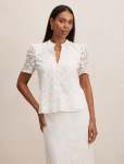 Lina Short Sleeve Lace Blouse - 20 Porcelain Co-ord