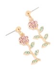 Goldair Gold Pink & Green Diamante Daisy Drop Earrings
