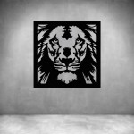 Lion Face In Frame - Rust Coat L 600 X H 600MM