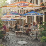 Umbrella 2M Single Round Pole With Square 4 Panel Canopy