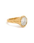 Waterproof Gold Plated Stainless Steel Oval Cubic Zirconia Molten Ring - M l