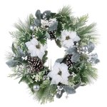 White And Silver Poinsettia Wreath 66CM