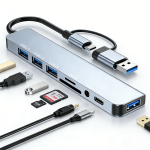 8-IN-1 Usb-c Hub With 4 USB Ports And Sd Tf Card Reader