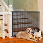 Portable Foldable Dog Safety Fence - No Drilling Guard Barrier For Home Use Pp Polypropylene Material