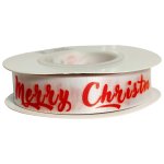 Merry Christmas White Ribbon 9M