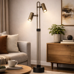 Aurex Twin-head Adjustable Floor Lamp Black And Brass