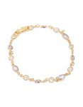 Goldair Gold Plated Purple & Clear Cubic Zirconia Circle Bezel Charms Bracelet