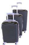 Smte 3 Piece Quality Hard Outer Shell Ringletted Lightweight Luggage Set Black With Keychain