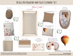 Cot Duvet Bedding Beige Air Balloon And Ellie Elephant Set