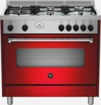 Americana Full Gas Stove With 5 Gas Burners & Gas Grill 90CM Burgundy