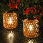 2 Pack Solar Lanterns Outdoor Waterproof Rattan Solar Lights For Yard Outdoor Garden Lights Hanging Lanterns Decorative Birthday