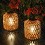 2 Pack Solar Lanterns Outdoor Waterproof Rattan Solar Lights For Yard Outdoor Garden Lights Hanging Lanterns Decorative Birthday Gifts For Mom Gran