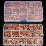 100 200 280PCS Copper Sealing Solid Gasket Nut And Bolt Set Flat Ring Seal Assortment Kit With Box