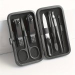 Manicure Set Nail Clipper Set Built-in Nail File Men's And Women's Personal Care Portable Travel Household 7-PIECE Set Black Nai