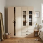 4 Door Wardrobe With Drawers And Display Panels