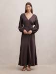 Vera Draped Batwing Maxi Dress - 16 Warm Chocolate