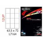 Redfern White Laser Label Landscape 12UP – 63 5 X 72MM L7164