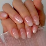 24PCS SET Glossy Short Oval Fake Nails Pinkish Gradient Press On Nails Gentle And Sweet False Nails For Women Girls - Daily Wear
