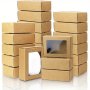 50 Pack Small Rectangle Kraft Paper Boxes With Clear Windows MINI Gift Box For Bakery Candy Chocolate Packaging Jewelry Display Wedding Party Favor