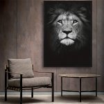 1PC Canvas Poster Modern Art Black And White Animal One Lion Wall Decoration Painting Ideal Gift For Bedroom Living Room Corrido