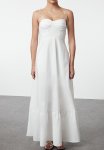 White Draped Maxi Woven Dress