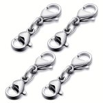 4PCS Stainless Steel Double Lobster Clasp Extender Claw Connector Lanyard Snap Hook For Bracelet Necklace Chains Jewelry Making