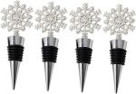 4PIECE Christmas Snowflake Shaped Red Stoppers Decorative Wine Bottle