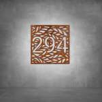 House Number D11 - 300 X 300 Rusted Steel Warm White