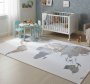 Grey Marble Effect World Map Vinyl Rug