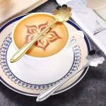 Stainless Steel Coffee Spoons Set 8PCS - Elegant Flower Design Dessert Tea Honey Stirring Spoons Kitchen Utensils