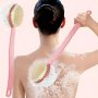 1PC 2 In 1 Double-sided Bath Shower Scrubber Body Exfoliating And Cleaning Brush Long-handled Soft Bristle Bath Brush Multi-functional Scrubbing And Bathing Brush Back