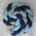 Cot Bumper Braided 3 Strand Navy Blue Light Blue And Grey