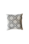 Linen Cushion - Natural Black Cross - Cushion Cover White Stitch