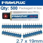 Pins For Steel & Concrete 2.7MMX19MM X500 Per Box + 1 Fuel Cell