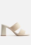 Braided Heeled Sandals - Light Beige