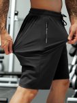 Men's Solid Quick Drying Shorts Casual Slightly Stretch Elastic Waist Drawstring Shorts For Summer Gym Workout Training