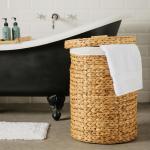 Lined Oval With Hyacinth Hamper With Handles And Lid Natural - Large 58X44X41CM