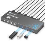 USB 3.0 HDMI Kvm Switch 1 Monitors 4 Computers 4K@60HZ Kvm Switches For 4 Computers Sharing Monitor Keyboard Mouse Hard Drives P