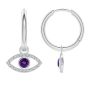 Evil Eye Hoop Earring Amethyst Crystal Rosegold
