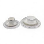 36 Piece New Bone Marble Design Dinner Set White