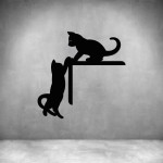 Two Cats On A Corner - Grey L 1000 X H 990MM