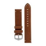 Ranger Retro Leather Parallel Watch Strap In Gold Brown - 24MM Silver