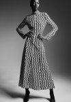 Long Turtleneck Dress - Black Patterned